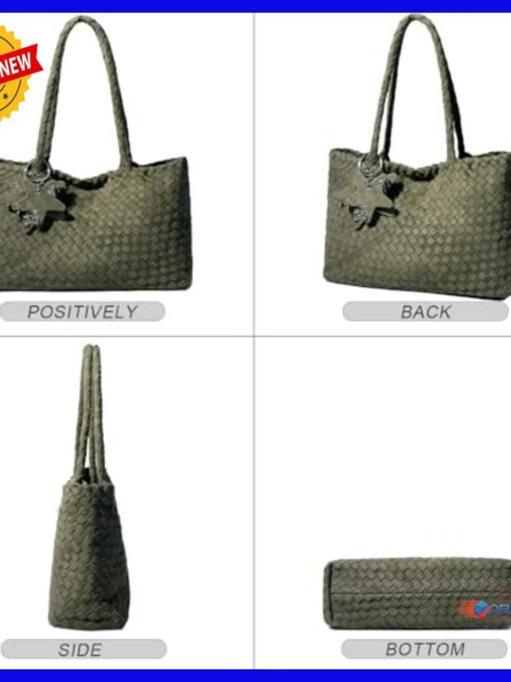 Large Woven Vegan Leather Hobo Tote Shoulder Bag with Clutch